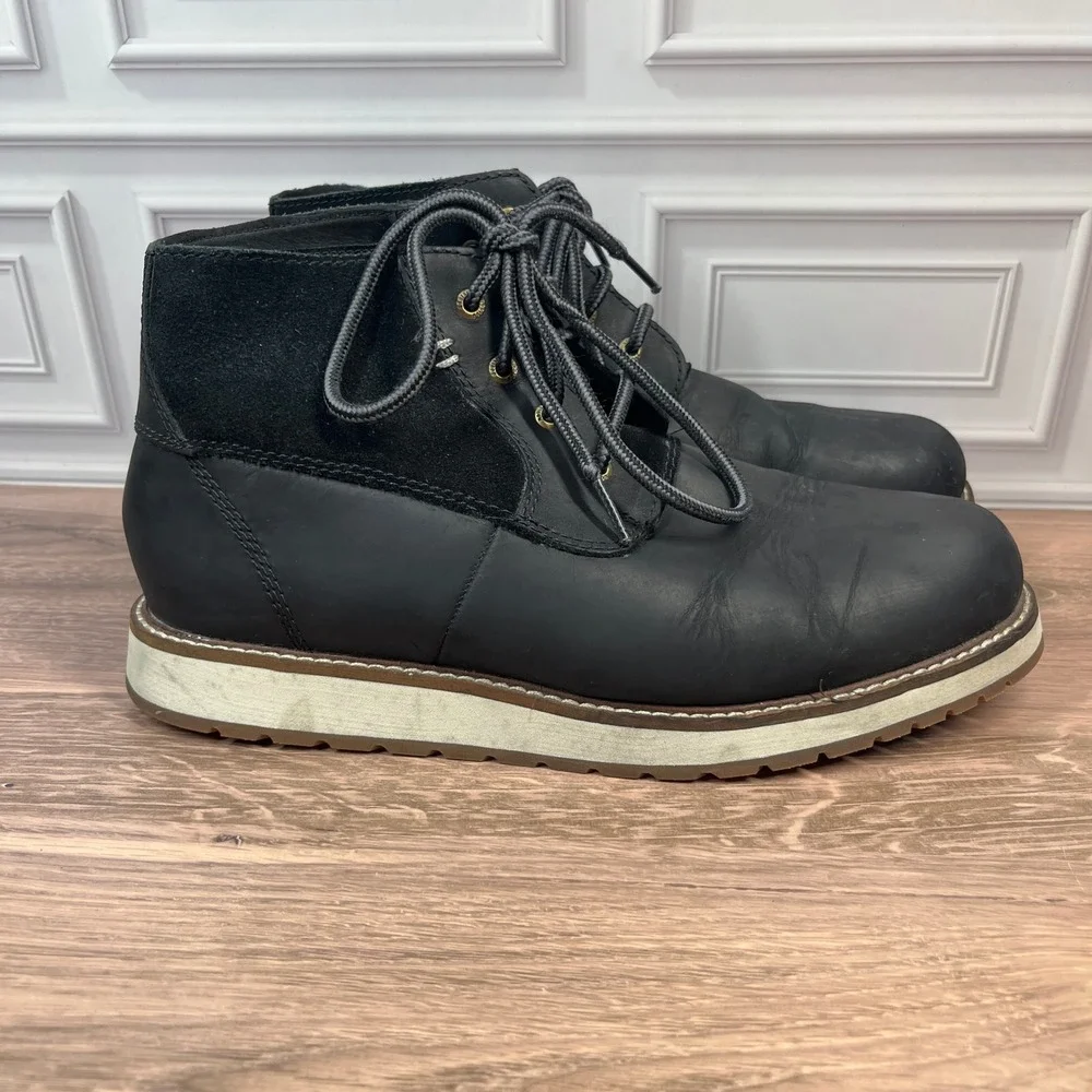 Kodiak McKinney Boots Mens Black Leather Suede Wedge Sole Size 9